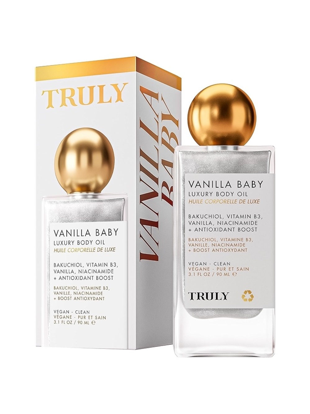 TRULY Vanilla Baby Luxury Body Oil — Gold & White